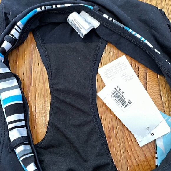 NEW NWT JAG JEANS Solid Black Blue White Belted Stripe Y2K Bikini BOTTOM Medium - Picture 9 of 11